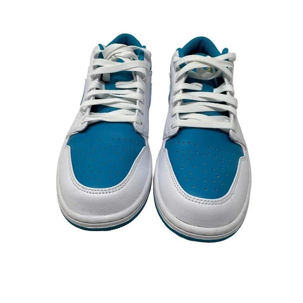 Nike Air Jordan 1 Low Aquatone 553558-174 White Blue Gold Men's Size 11 sneaker